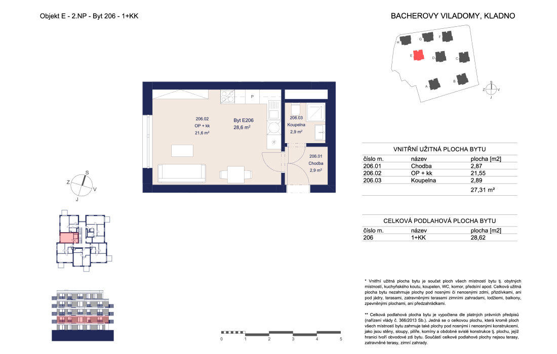 Byt E206 - Bacherovy Viladomy - 1+kk (28 m²)